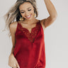 Insta-Worthy Satin Tank in Wine Image - 1