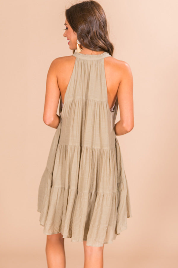 Harvest Moon Babydoll Dress in Light Sage Image - 5
