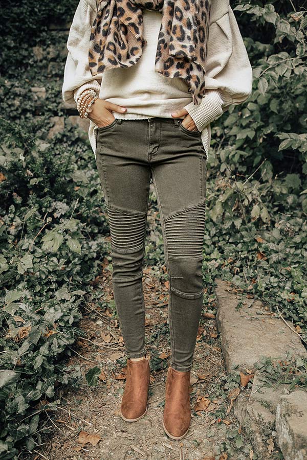 The Morrison Mid Rise Moto Skinny in Martini Olive