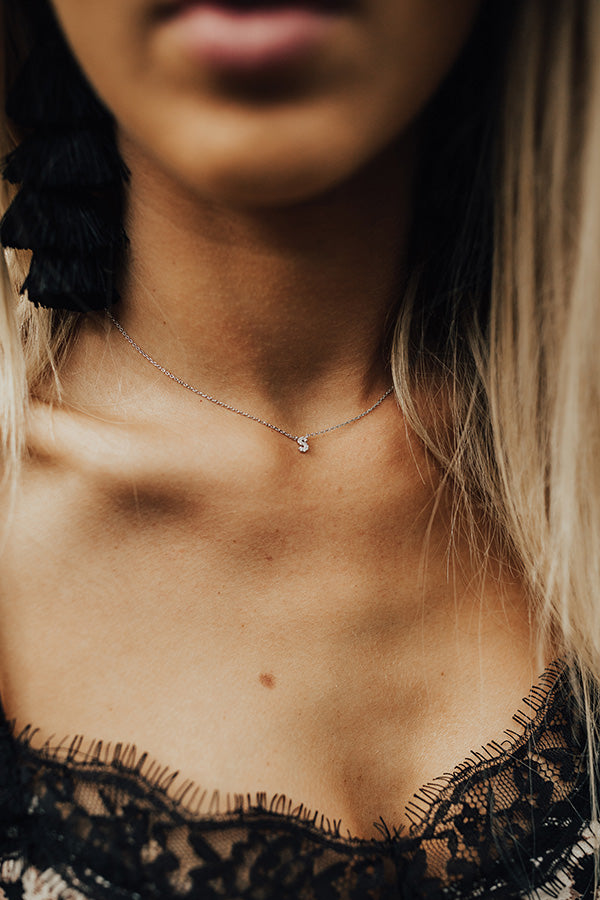 Sparkle Divine Initial Necklace in Silver