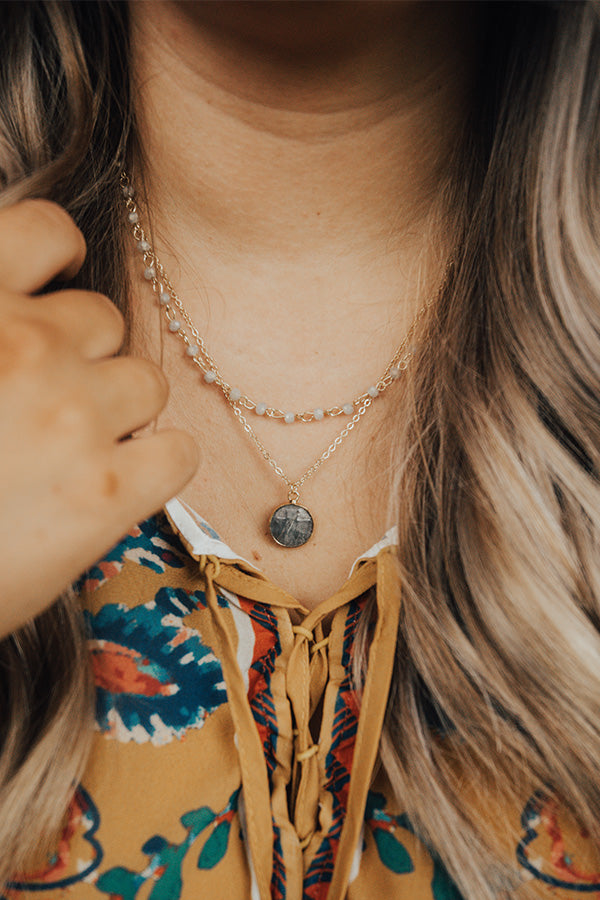 Precious Metals Layered Necklace in Grey