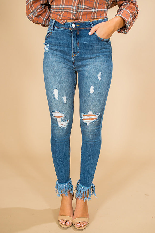 The Laney High Waist Frayed Ankle Skinny
