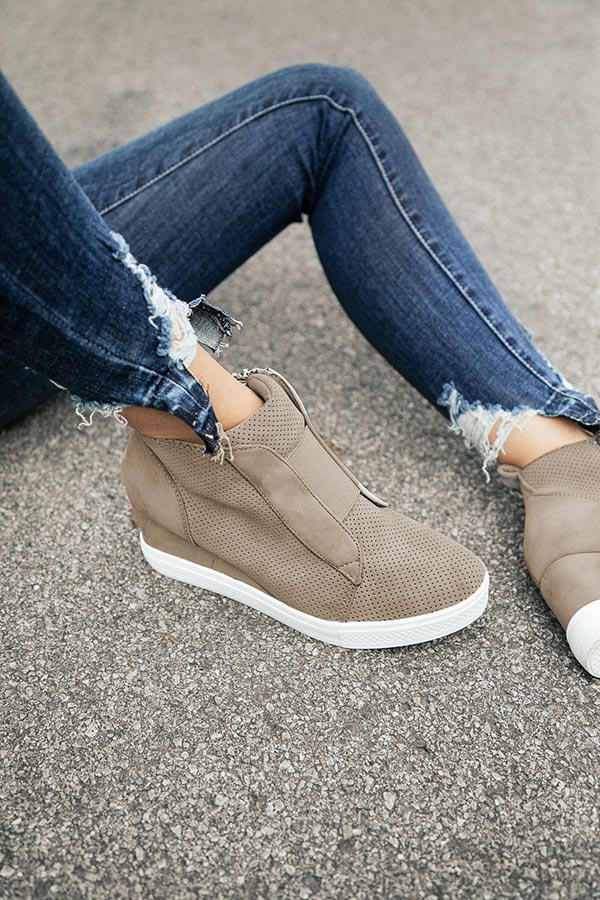 The Karlie Perforated Bootie In Taupe Image - 2