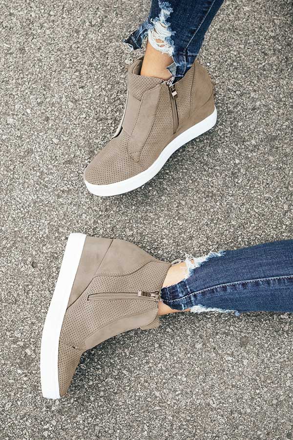 The Karlie Perforated Bootie In Taupe Image - 1