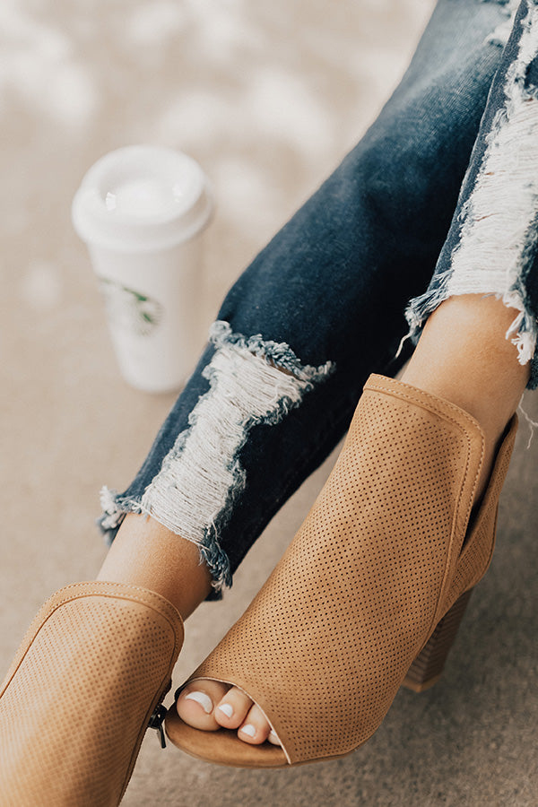The Gabby Perforated Bootie in Tan Image - 3