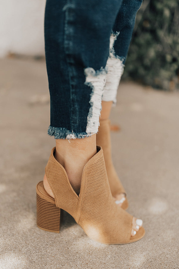 The Gabby Perforated Bootie in Tan Image - 2
