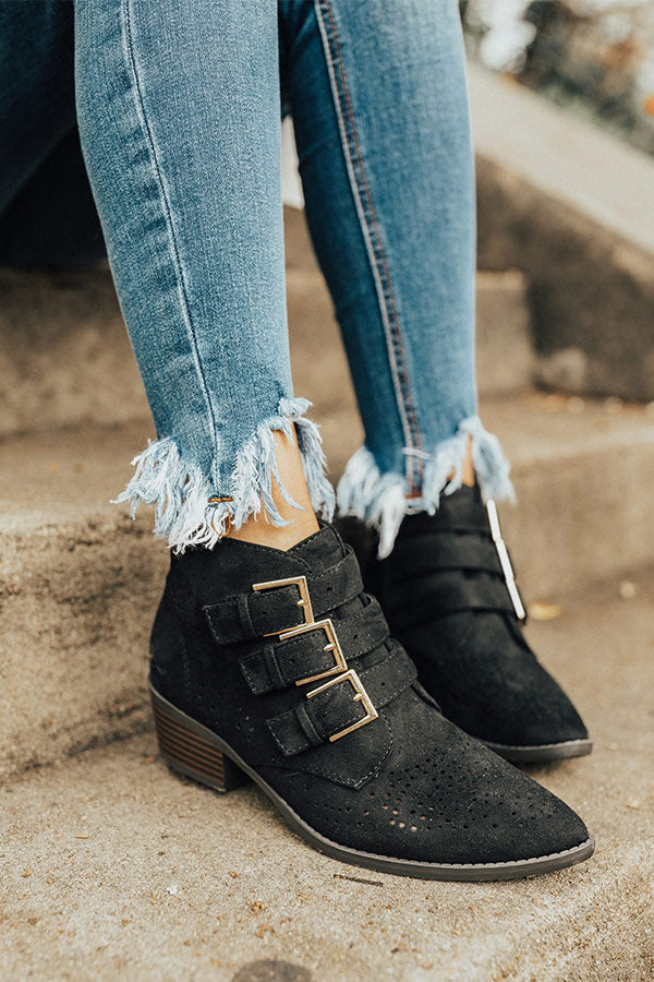 The Willa Faux Suede Bootie in Black Image - 2