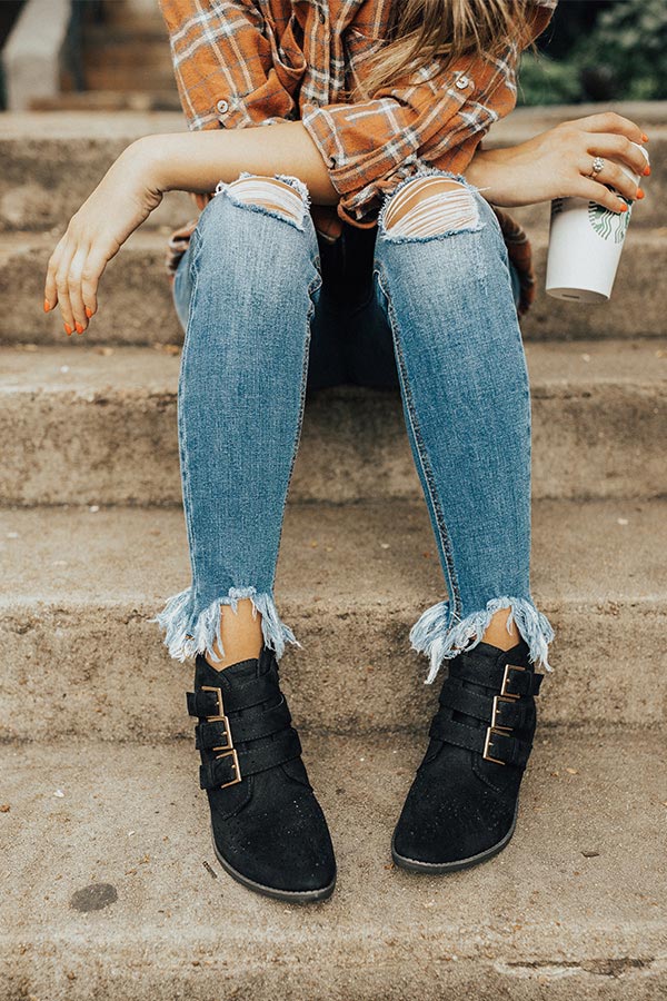 The Willa Faux Suede Bootie in Black Image - 1