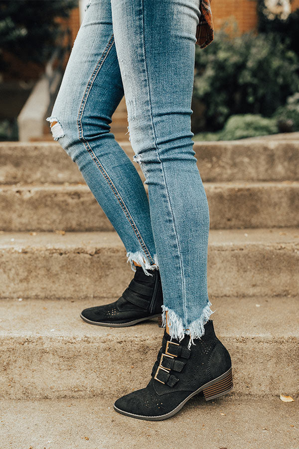 The Willa Faux Suede Bootie in Black Image - 3
