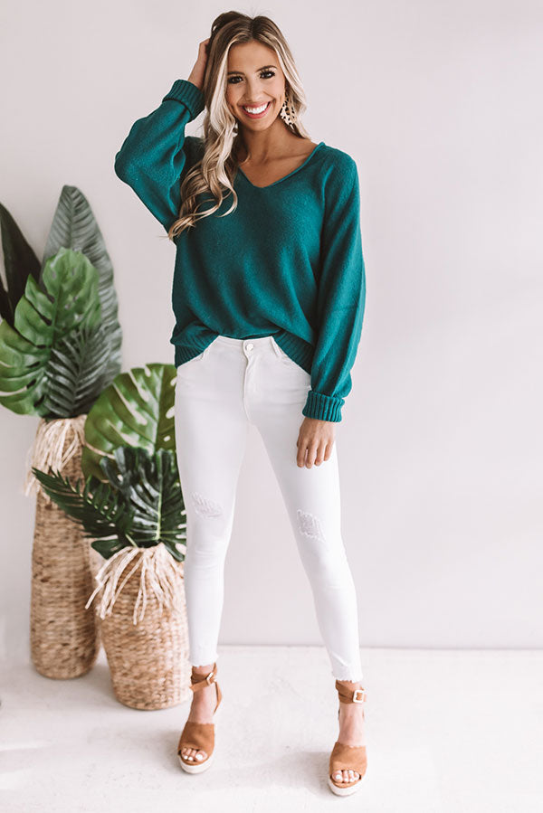 Coffee Date In The City Tunic Sweater in Jade