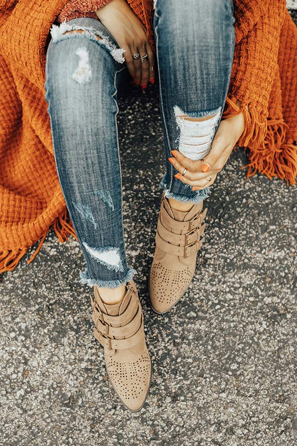 The Willa Faux Suede Bootie in Taupe Image - 2