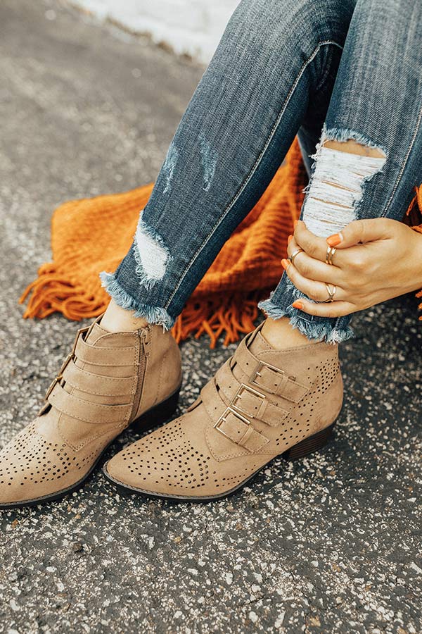 The Willa Faux Suede Bootie in Taupe Image - 1