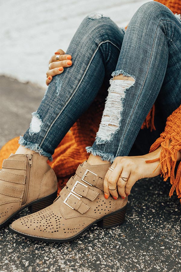 The Willa Faux Suede Bootie in Taupe Image - 3