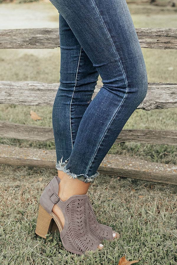 The Farrah Peep Toe Bootie in Light Slate