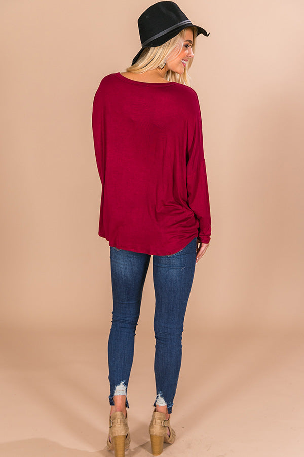 Positively Pretty Shift Top In Wine Image - 2