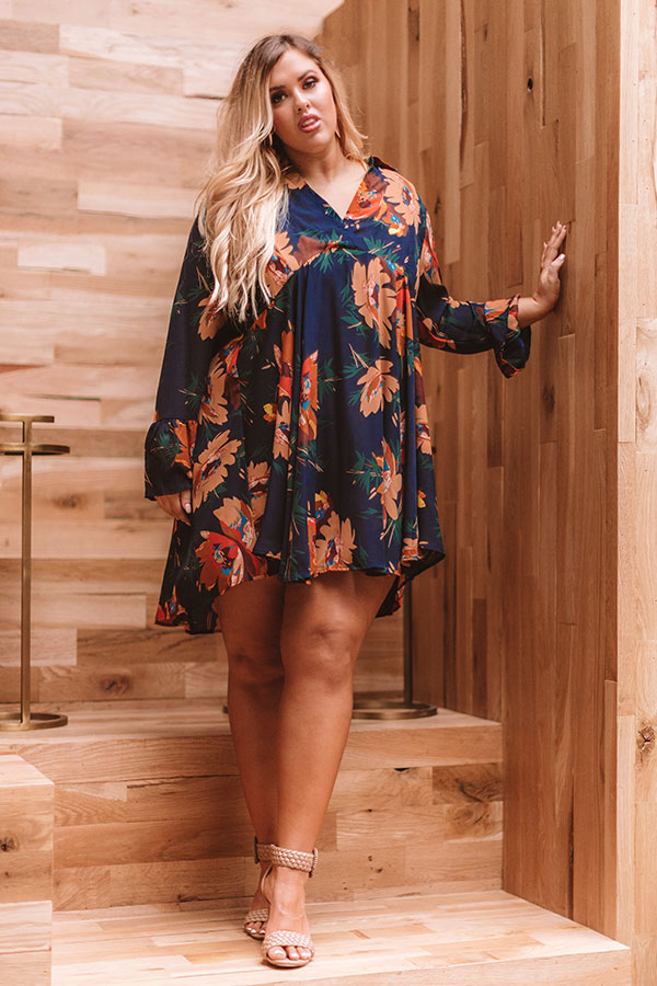 Moonlight Kisses Shift Dress in Navy Curves Image - 1