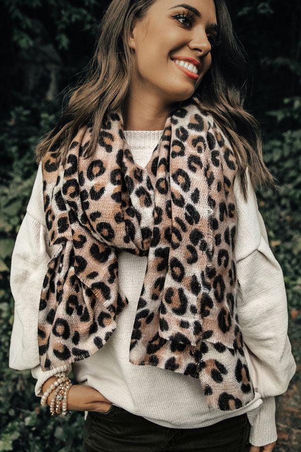 Let's Get Cozy Leopard Blanket Scarf