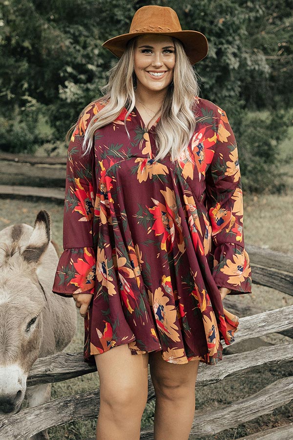 Moonlight Kisses Shift Dress in Windsor Wine Curves Image - 1