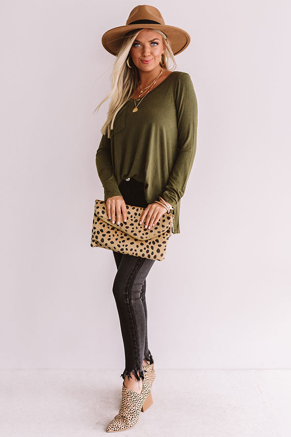 Slopes And Kisses Mineral Wash Shift Tee In Olive Image - 2