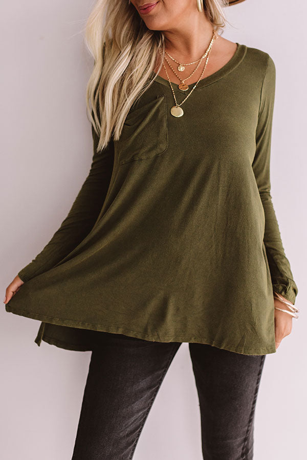 Slopes And Kisses Mineral Wash Shift Tee In Olive Image - 4