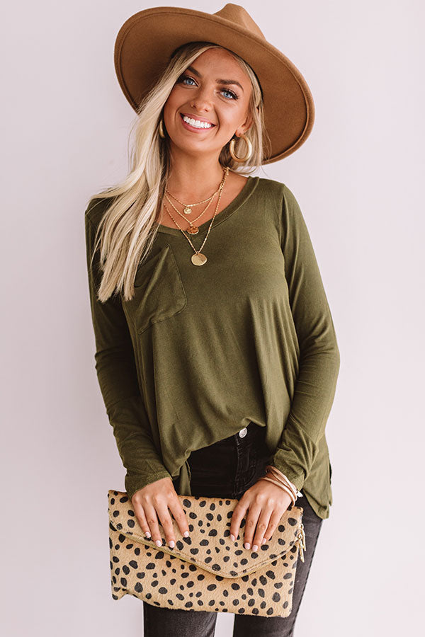 Slopes And Kisses Mineral Wash Shift Tee In Olive Image - 1