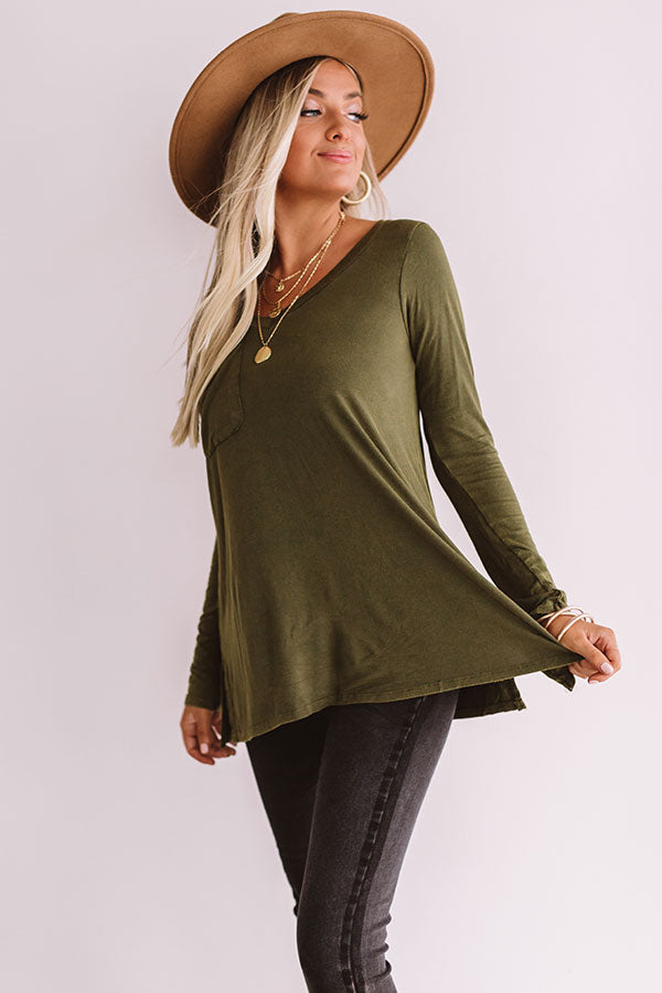 Slopes And Kisses Mineral Wash Shift Tee In Olive Image - 3