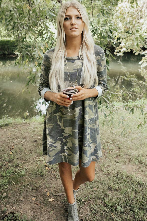 Own The Spotlight Camo Shift Dress Image - 2