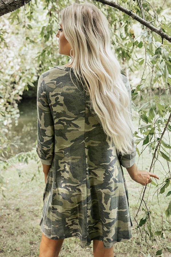 Own The Spotlight Camo Shift Dress Image - 3
