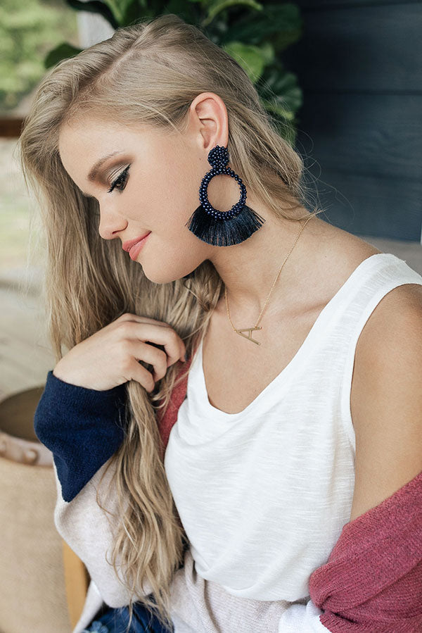 Cocktail Queen Earrings In Navy Image - 1