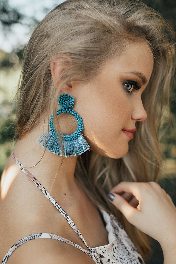 Cocktail Queen Earrings In Teal Image - 3