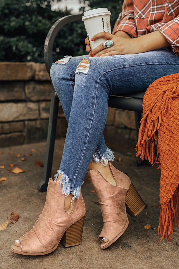The Emery Faux Suede Bootie in Taupe Image - 3
