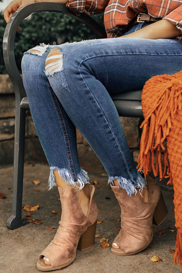 The Emery Faux Suede Bootie in Taupe Image - 2