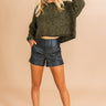 Denver Date Night Cropped Chenille Sweater in Olive Image - 1