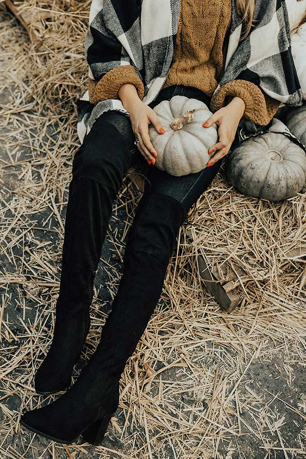 The Aspen Thigh High Lace Up Boot in Black