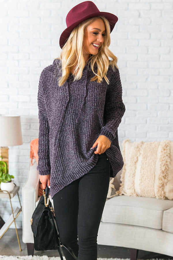 S'more Fall Please Chenille Sweater In Charcoal Image - 2