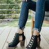The Adrianna Peep Toe Bootie in Black Image - 1