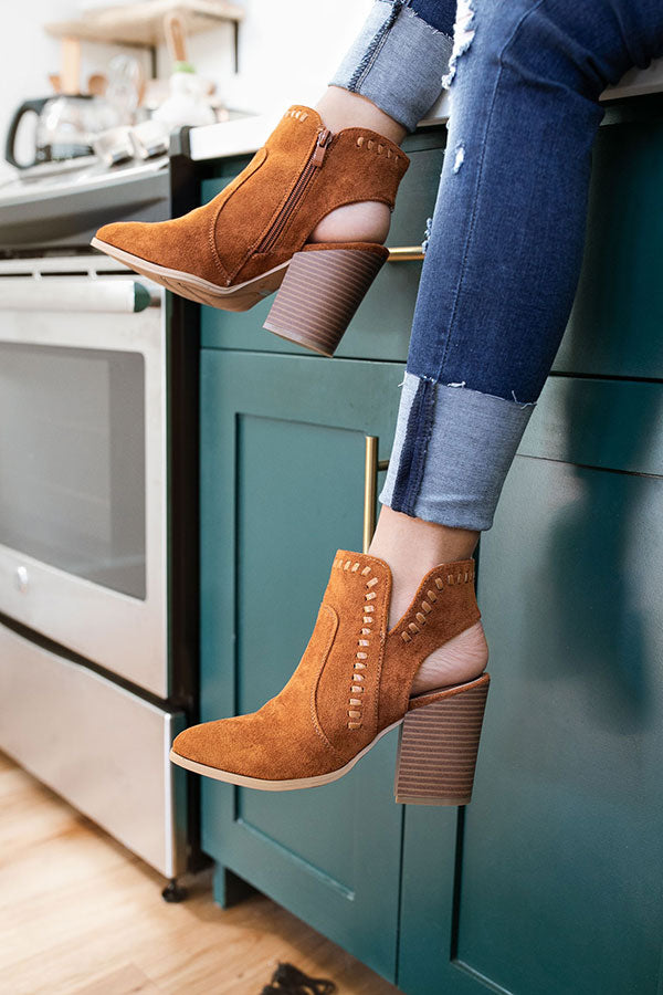 The McKinley Faux Suede Bootie in Maple Image - 2
