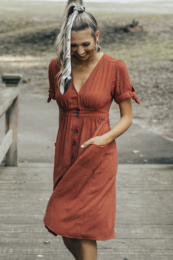 Love At First Midi Dress In Rust Image - 2