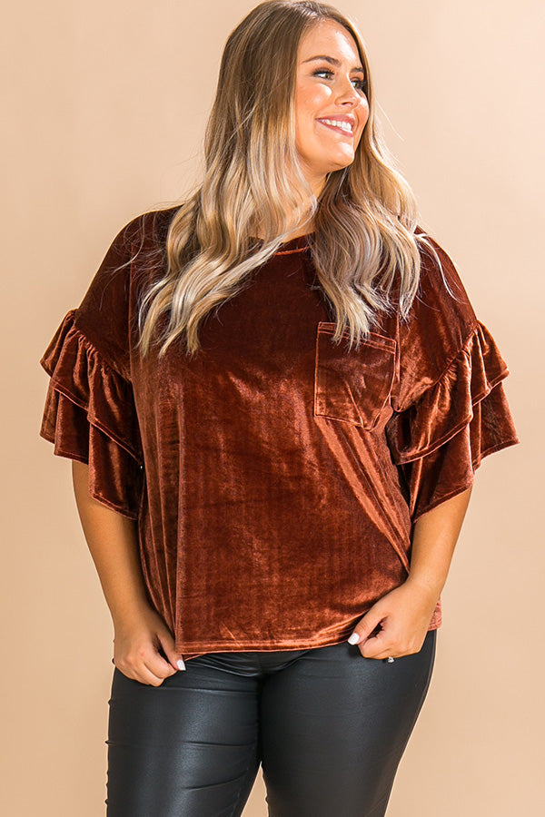 Paparazzi Please Velvet Top In Cinnamon  Curves Image - 2