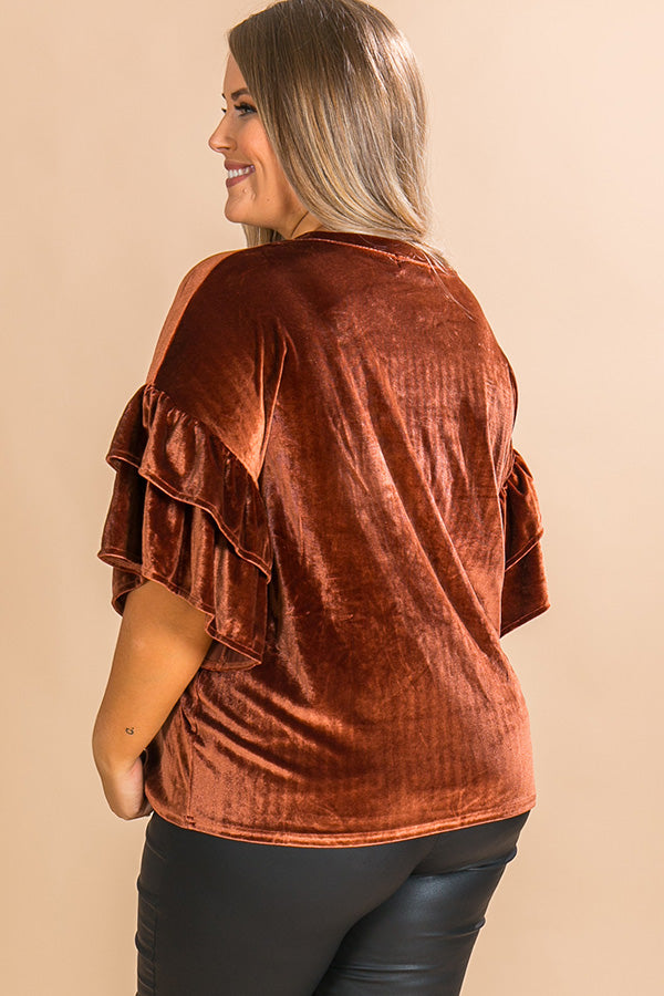 Paparazzi Please Velvet Top In Cinnamon  Curves Image - 4