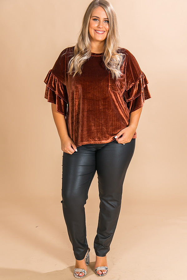 Paparazzi Please Velvet Top In Cinnamon  Curves Image - 1
