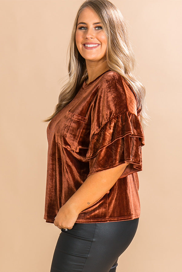 Paparazzi Please Velvet Top In Cinnamon  Curves Image - 3