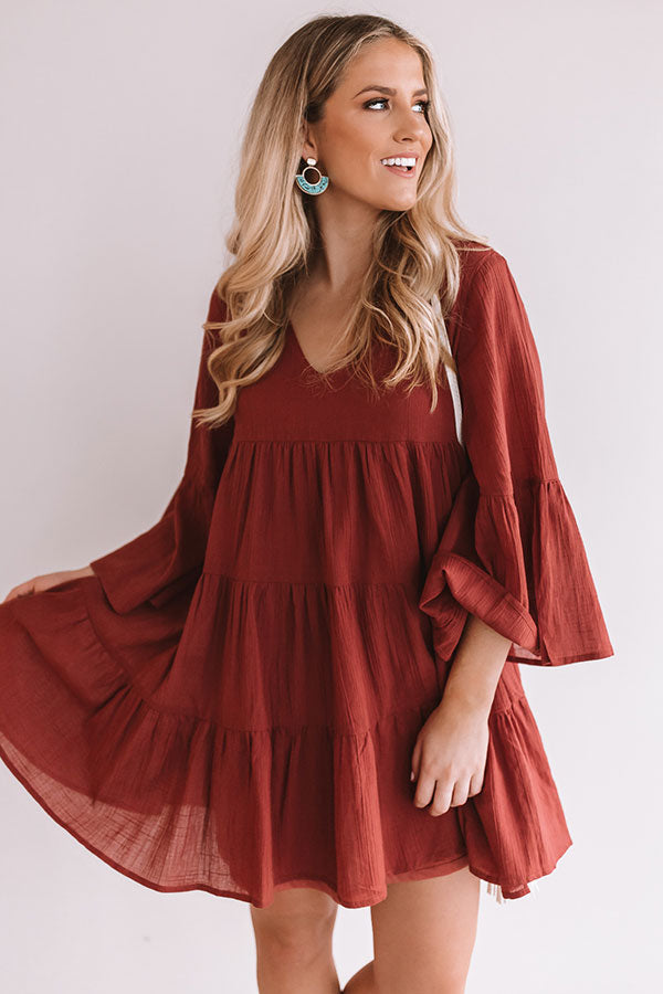 Sunrise Sippin' Babydoll Dress in Aurora Red