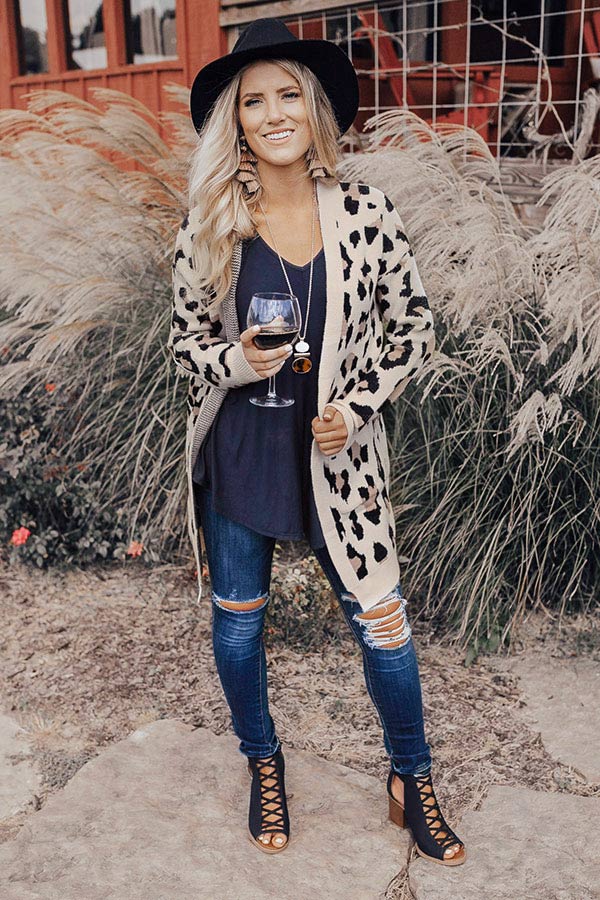 Spotted In Manhattan Leopard Cardigan in Cream Image - 2