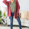Wine Night Sippin' Chenille Cardigan In Rustic Rose Image - 1