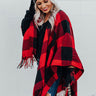 Manhattan Mornings Buffalo Check Poncho in Red Image - 1