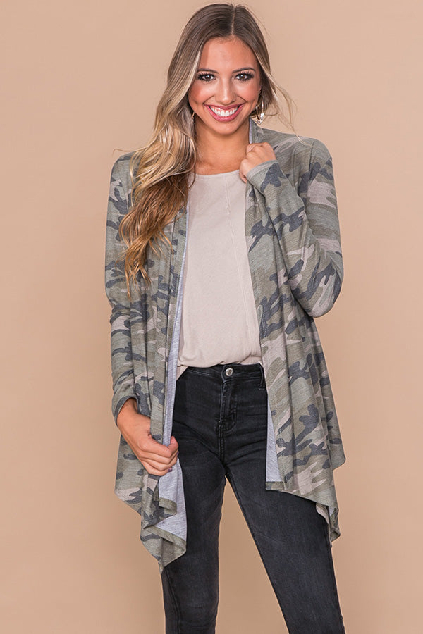 Make Your Move Camo Cardigan Image - 1