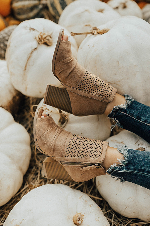 The Scarlet Peep Toe Bootie in Taupe