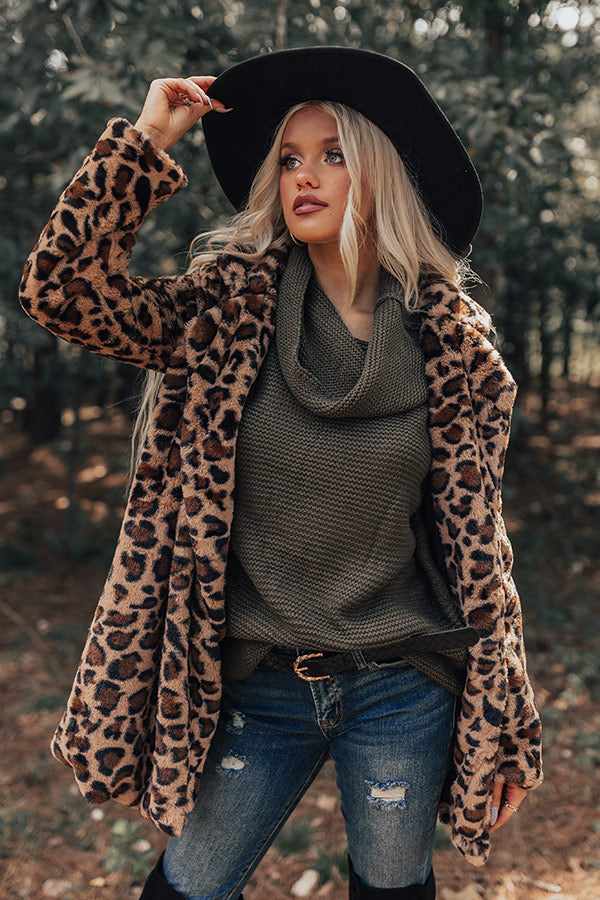 Influencer Life Plush Leopard Coat Image - 4
