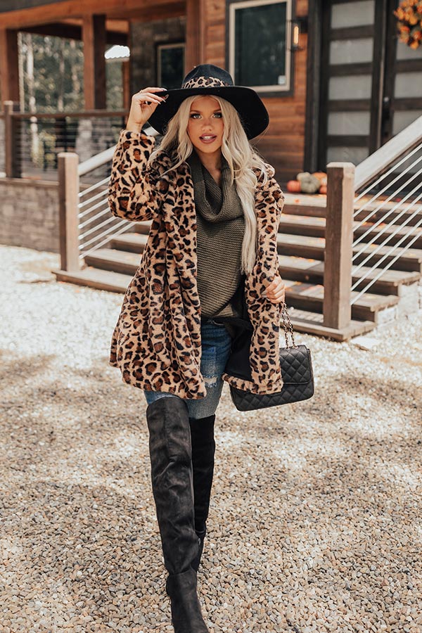 Influencer Life Plush Leopard Coat Image - 5
